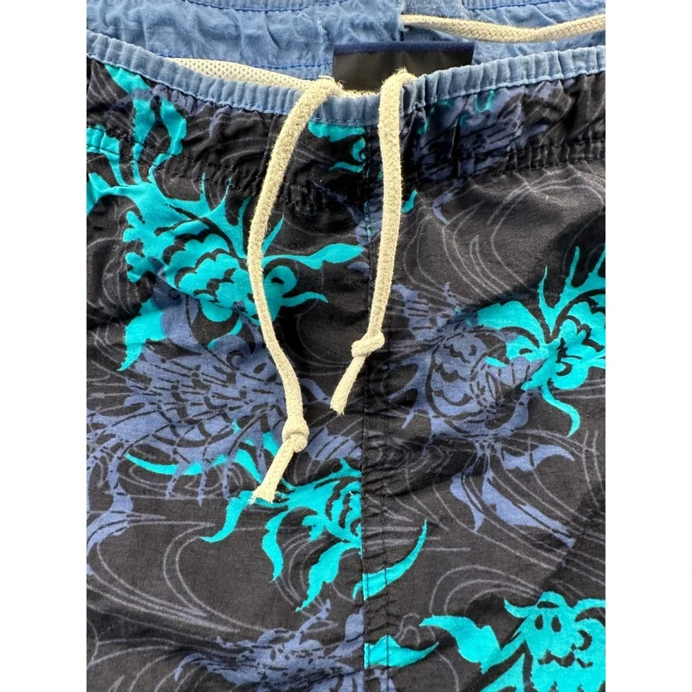 Vintage Catalina Mens Swim‎ Trunks Board Shorts Blue Teal Fish Print Large